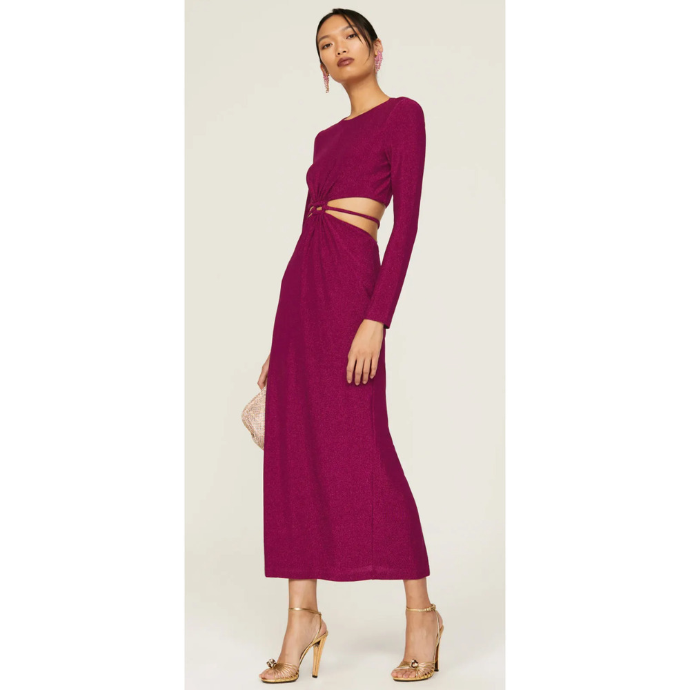 ML Monique Lhuillier Purple Metallic Knit Dress Size 0